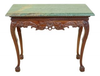 32516ec: Georgian Style Carved Mahogany Console Table W.  Marble Top
