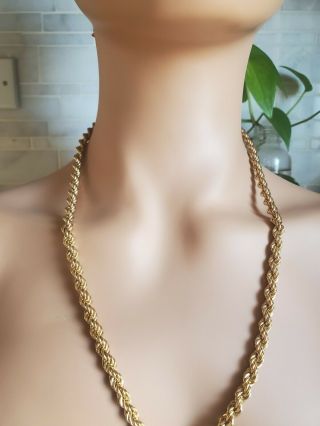 Vintage Designer Signed Napier Gold Tone Twisted Rope Chain Necklace 30” Long
