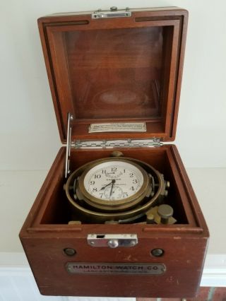 Hamilton Mounted Chronometer Watch Model 22 With Complete Inner Box,  Not Running