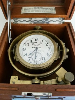 Hamilton Mounted Chronometer Watch Model 22 with Complete Inner Box,  Not Running 4