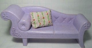 Vtg 1990s Barbie Doll Dream House Living Room Purple Chaise Lounge Couch Sofa