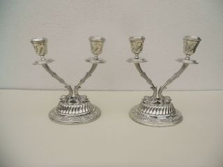 Vintage Egyptian Sterling Silver Candelabra Dolphins Candlestick Ottoman