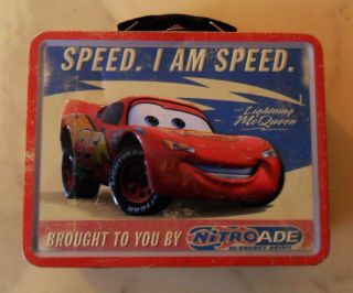 Vintage Tin Lunch Snack Toy Box,  Embossed Disney Mcqueen Car: Speed,  I Am Speed