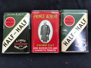 3 Pocket Chest Tins,  Half And Half,  Prince Albert Cigarette Tobacco