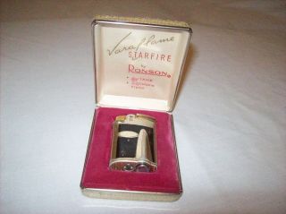 Vintage Ronson Vara Flame Starfire Butane Lighter In Case