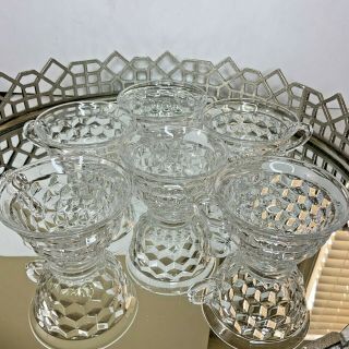 American Fostoria Punch Bowl Cups Footed Set 6 Elegant Glass Vintage Mcm N5