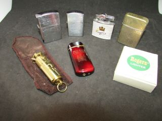 Group Of 6 Vintage Lighters - Kent Cigarettes - Pall Mall - Brookstone,