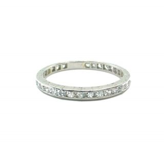 Art Deco Platinum Diamond Eternity Band Ring - - Unisex Size 8