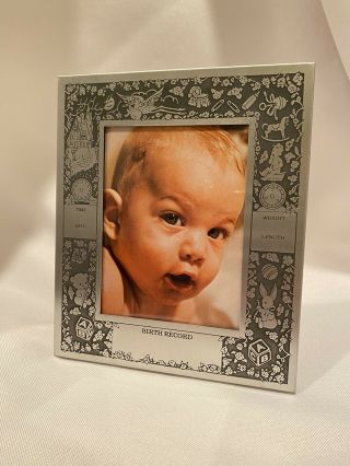 Vintage Antique Carr Baby Birth Record Metal Picture Frame Personalize 5x6