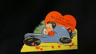 Vintage Art Deco Delivery Truck Valentine Card C.  1930s