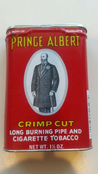 Prince Albert Tobacco Tin Can 1 1/2 Oz Vintage With Tobacco Inside