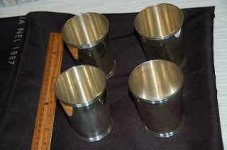 Set Of (4) Sterling Silver Benjamin Trees Brand Kentucky Derby Julep Cups