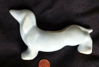 Vintage Pottery Dachshund Small Dog Planter W Artistic Blue Glaze Doxie Mccoy?