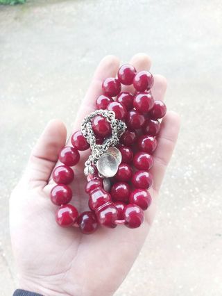 Antique Ottoman Faturan Rosary Cherry Amber Bakelite Prayer Beads 108gr Old Fine