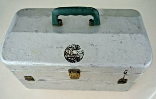 Vintage Sears Roebuck & Co Aluminum Tackle Box Metal Good Shape 4 Trays Ch