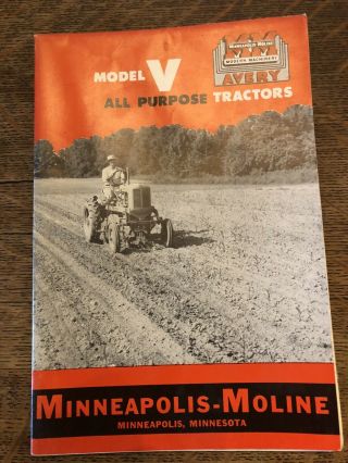 Vintage Minneapolis Moline Model V Avery All Purpose Tractors Brochure