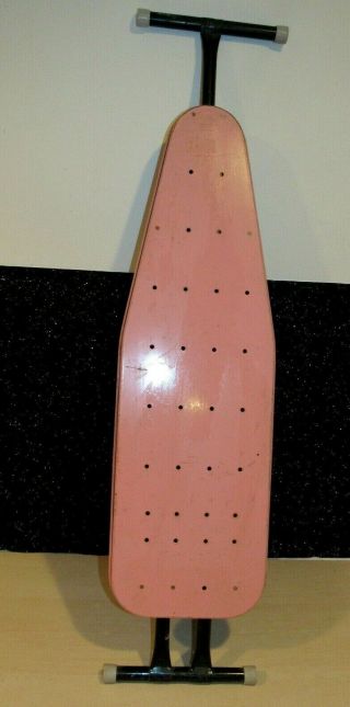 Vintage 1950s Retro Pink/black Metal Childrens Play Toy Ironing Board Folds