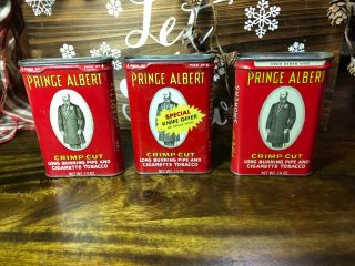 Vintage Prince Albert Tobacco Crimp Cut For Pipe And Cigarette Tin 3 Pack