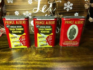 VINTAGE PRINCE ALBERT TOBACCO CRIMP CUT FOR PIPE AND CIGARETTE TIN 3 pack 2