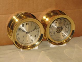 Chelsea Vintage Ships Bell Clock/barometer Set 6 In.  Dial Hinged 1982
