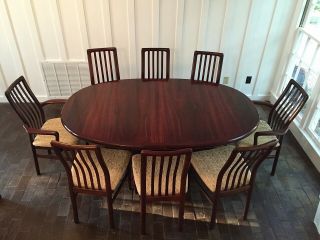 Large Mid Century Modern Rosewood Dining Table With Leaves Mcm