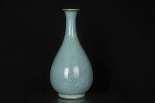 Fine Antique Chinese Celadon - Sky Blue Under Glaze Micro - Crackling Bottle Vase 4