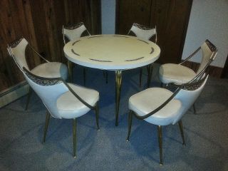 Dining Room Table And 6 Chairs,  Virtue Brothers Mid - Century Chairs Rhinestones