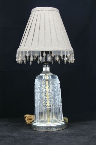 Vintage 9.  5 " Glass & Brass Accent Table Lamp