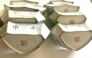 10 Pc Antique Chinese Famille Rose Sweet Meat Porcelain Dishes & Ming Style Tray 4