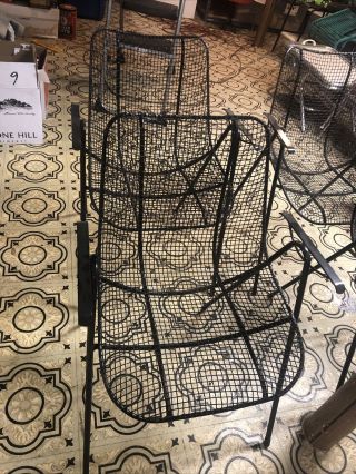 Russell Woodard Set 4 Sculptura Iron Mesh Stacking Patio Dining Chairs 3