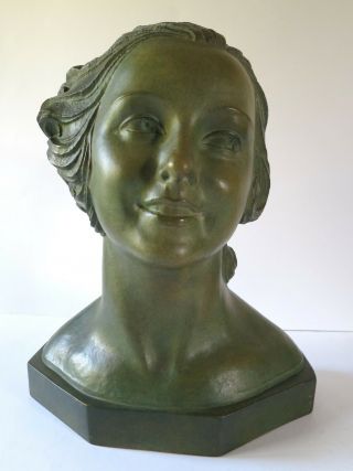 Antique Demetre Chiparus Bust Of Juliene Lullier Art Deco Terracotta