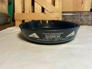 Vintage Deep - Dish Melamine Ashtray With Local Advertising From Monticello,  Iowa