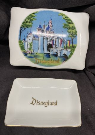 Vintage Disneyland Porcelain Cigarette Box W/ 1 Ashtray Japan Mid Century Box