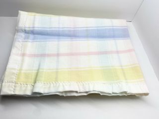 Vintage Carter’s Pastel Checked USA Baby Blanket 100 Acrylic 38x43 with Trim 3