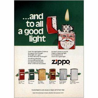 1978 Zippo: And To All A Good Light Vintage Print Ad
