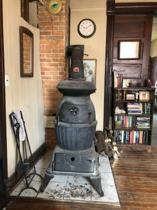 Antique Cast Iron Pot Belly Stove Circa 1890