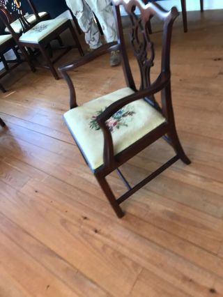 Chippendale Dining Chairs Set 8.  Vintage Mahogany with needlepoint seats 4