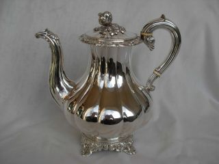 Antique French Sterling Silver Coffee Pot,  Louis 15 Style,  19th Century.