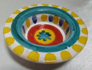 Vtg Giovanni Desimone Hand Painted Italian Pottery Trinket/ramekin Bowl 4 1/2 " W