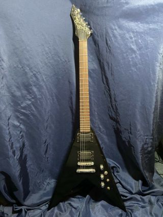 Vintage Bc Rich Black V Shape Electric Guitar With Rosewood Deluxe Neck