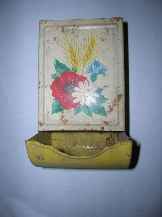 Vintage Antique Tin Metal Match Box Holder