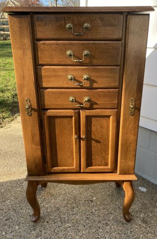 Vintage Ethan Allen Country French Jewelry Armoire Fruitwood Finish