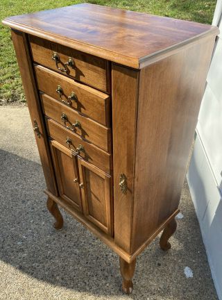 Vintage Ethan Allen Country French Jewelry Armoire Fruitwood Finish 3