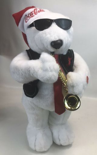 Vtg Coca Cola 1990’s Christmas Animated Jazz Sax Musical Polar Bear See Video