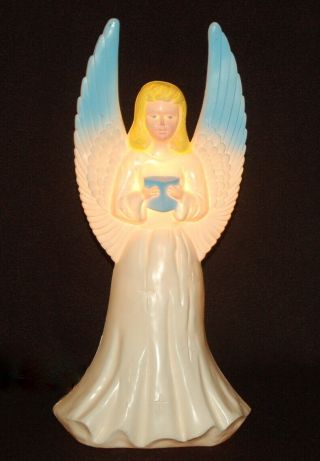 Vintage Choir Angel 18 " Tall Lighted Blowmold Union Products Hard Plastic
