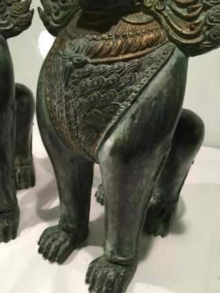 Large Antique Vintage Gilt Bronze Foo Dogs,  temple Lions 42 Cm Tall 4