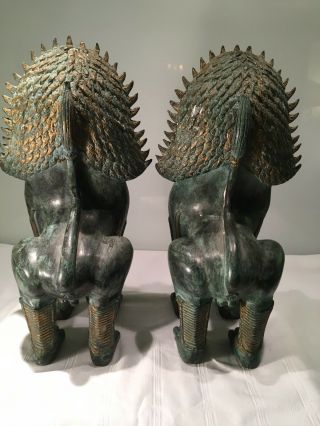 Large Antique Vintage Gilt Bronze Foo Dogs,  temple Lions 42 Cm Tall 6