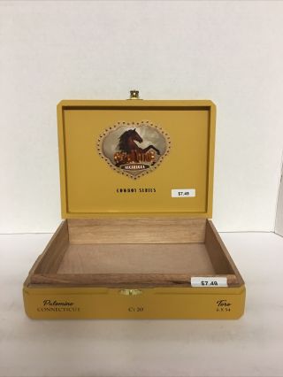 Stallone Cowboy Series Toro Connecticut Empty Wooden Cigar Box Humidor Clasp
