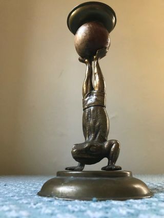 Vintage Arthur Court 1977 - 78 Brass Candlestick Acrobatic Frog Handstand