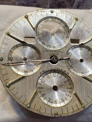 UNIVERSAL Geneve 1950 ' s Tri - Compax chronograph dial.  cal 281.  W/Original hand. 2
